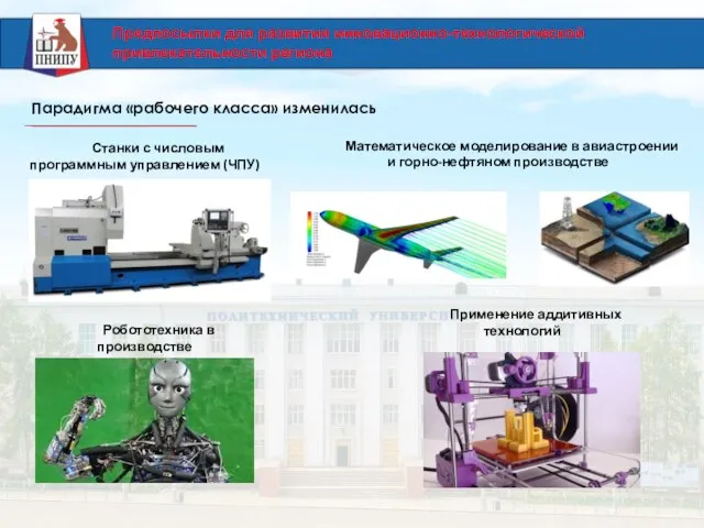 Предпосылки для развития инновационно-технологической привлекательности региона Парадигма «рабочего класса» изменилась Станки с