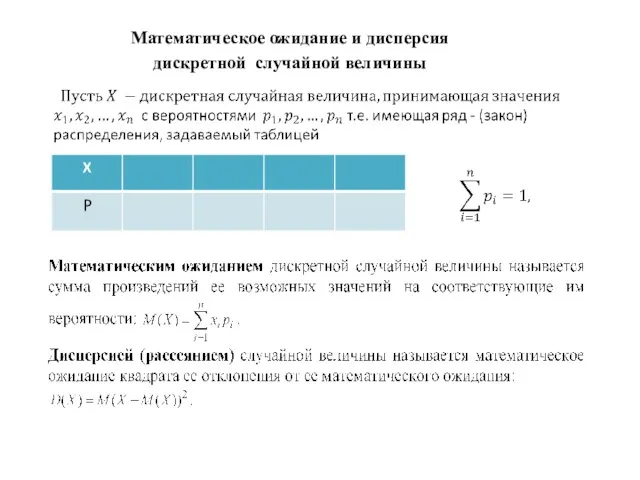 Математическое ожидание и дисперсия дискретной случайной величины