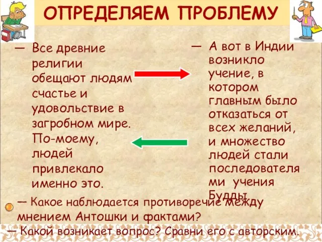 ОПРЕДЕЛЯЕМ ПРОБЛЕМУ Все древние религии обещают людям счастье и удовольствие в загробном