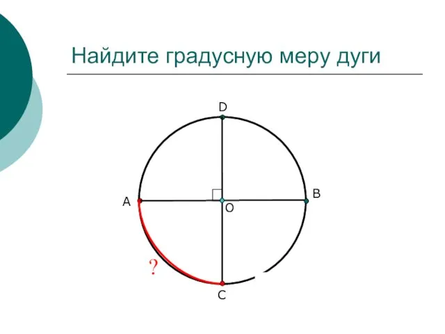 Найдите градусную меру дуги А О В D ? С