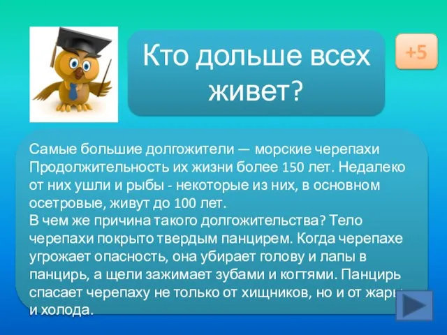 Ответ здесь Кто дольше всех живет? +5 Самые большие долгожители — морские