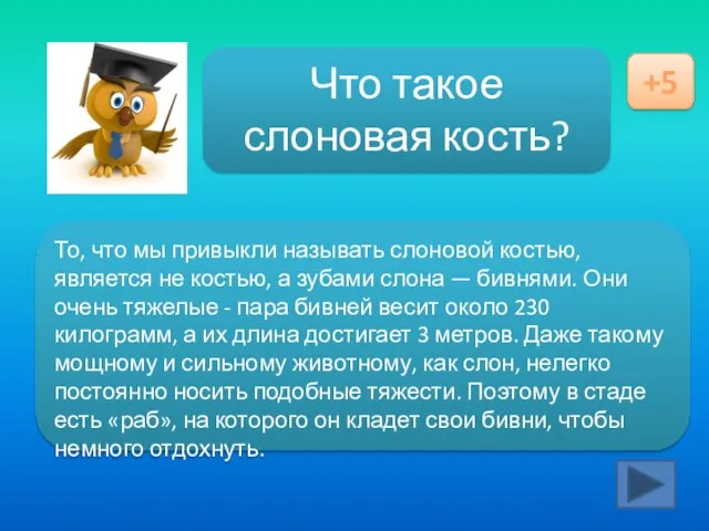 Ответ здесь Что такое слоновая кость? +5 То, что мы привыкли называть