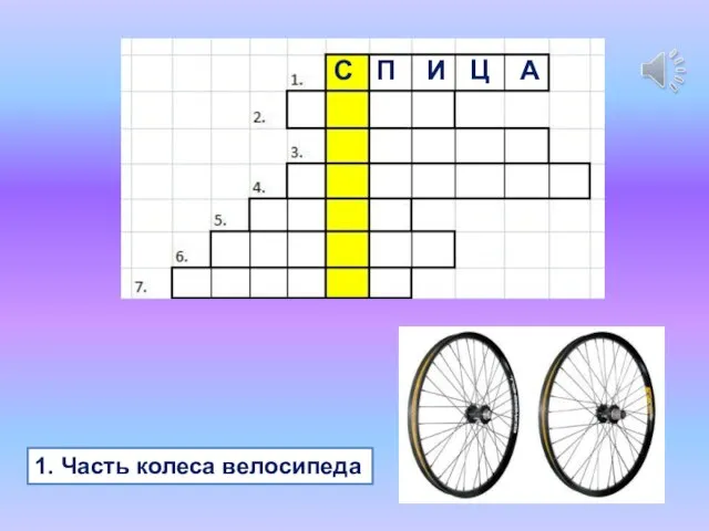1. Часть колеса велосипеда С П И Ц А