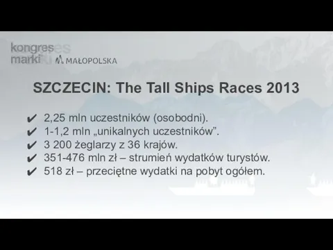 2,25 mln uczestników (osobodni). 1-1,2 mln „unikalnych uczestników”. 3 200 żeglarzy z