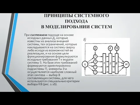 ПРИНЦИПЫ СИСТЕМНОГО ПОДХОДА В МОДЕЛИРОВАНИИ СИСТЕМ При системном подходе на основе исходных