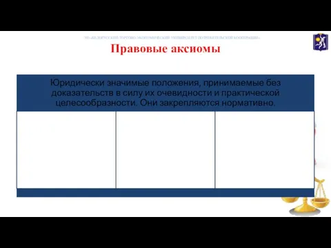 Правовые аксиомы УО «БЕЛОРУССКИЙ ТОРГОВО-ЭКОНОМИЧЕСКИЙ УНИВЕРСИТЕТ ПОТРЕБИТЕЛЬСКОЙ КООПЕРАЦИИ»