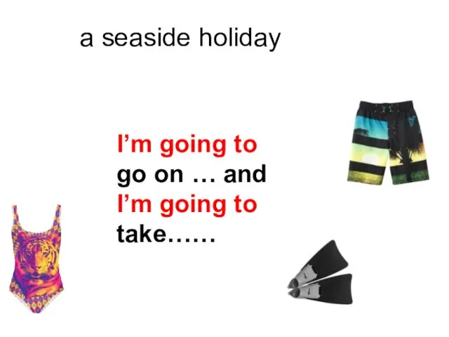 a seaside holiday I’m going to go on … and I’m going to take……