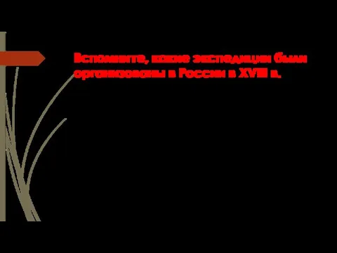 Вспомните, какие экспедиции были организованы в России в XVIII в.