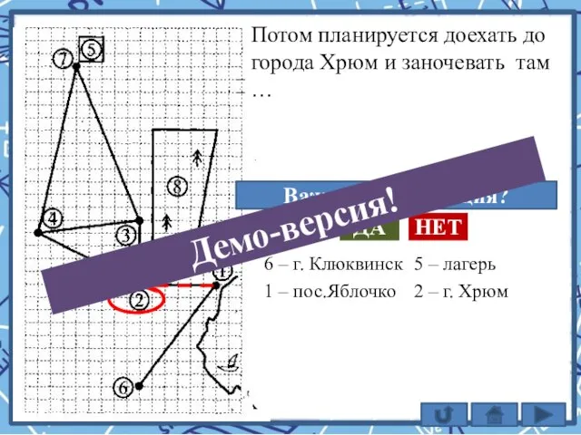 Потом планируется доехать до города Хрюм и заночевать там … Важная информация?