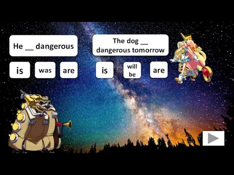 He __ dangerous is was are The dog __ dangerous tomorrow is willbe are