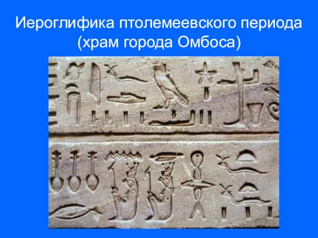 Иероглифика птолемеевского периода (храм города Омбоса)