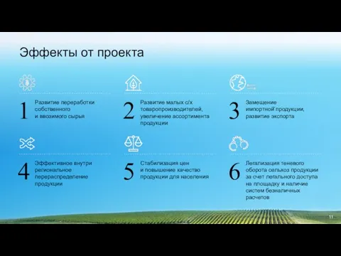 Эффекты от проекта Эффективное внутри региональное перераспределение продукции Стабилизация цен и повышение