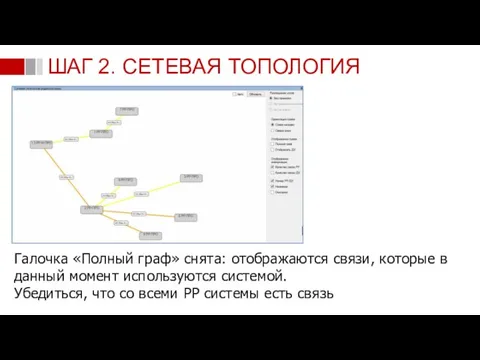 ШАГ 2. СЕТЕВАЯ ТОПОЛОГИЯ Галочка «Полный граф» снята: отображаются связи, которые в