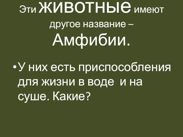 Эти животные имеют другое название – Амфибии. У них есть приспособления для