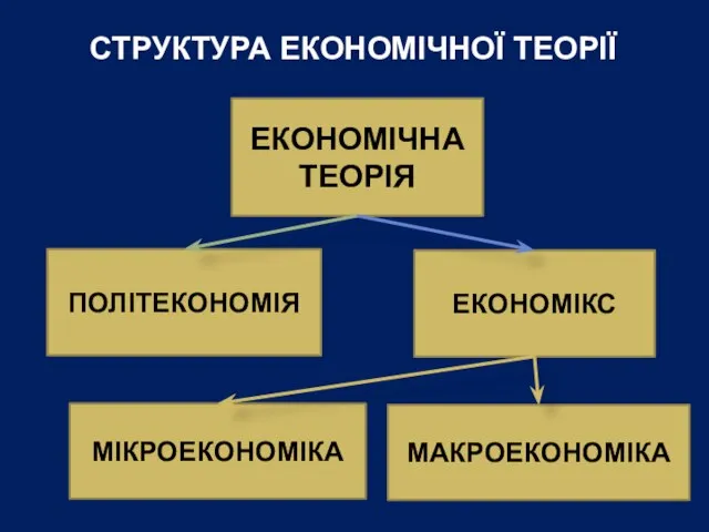 СТРУКТУРА ЕКОНОМІЧНОЇ ТЕОРІЇ ЕКОНОМІЧНА ТЕОРІЯ ПОЛІТЕКОНОМІЯ ЕКОНОМІКС МІКРОЕКОНОМІКА МАКРОЕКОНОМІКА