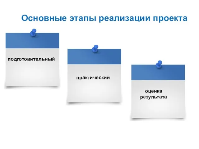 Основные этапы реализации проекта подготовительный практический оценка результата