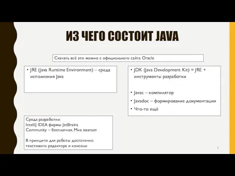 ИЗ ЧЕГО СОСТОИТ JAVA JRE (Java Runtime Environment) – среда исполнения Java