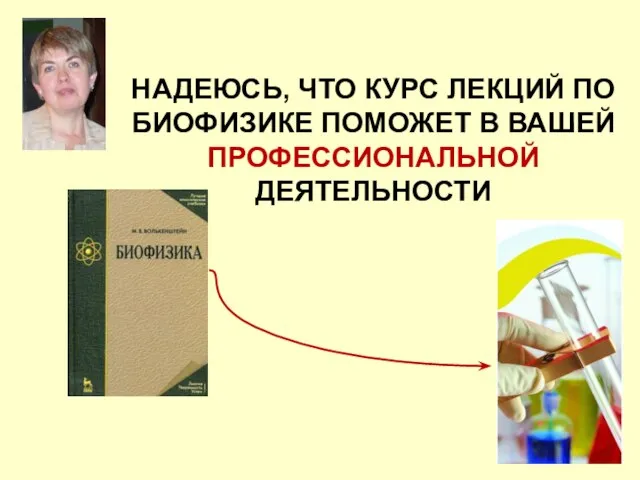 НАДЕЮСЬ, ЧТО КУРС ЛЕКЦИЙ ПО БИОФИЗИКЕ ПОМОЖЕТ В ВАШЕЙ ПРОФЕССИОНАЛЬНОЙ ДЕЯТЕЛЬНОСТИ