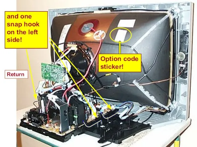 The service position, about 5 cm backwards! Two locking snap hooks on