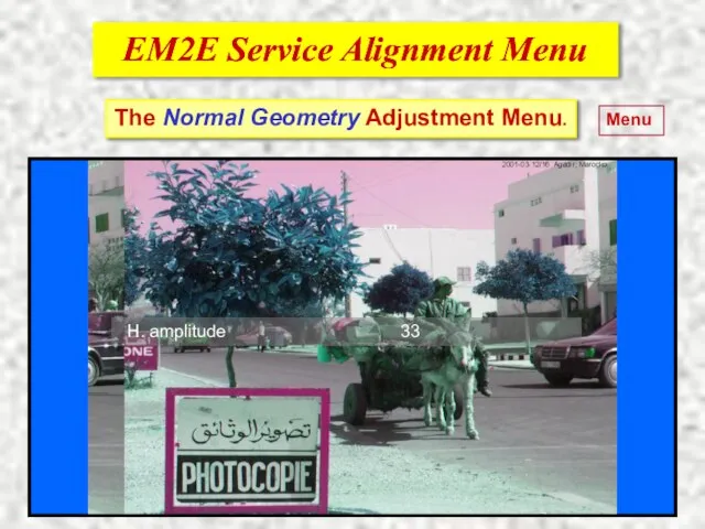 EM2E Service Alignment Menu EM2E Service Alignment Menu The Normal Geometry Adjustment