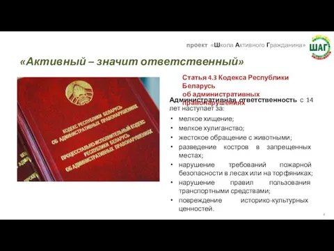 Административная ответственность с 14 лет наступает за: мелкое хищение; мелкое хулиганство; жестокое