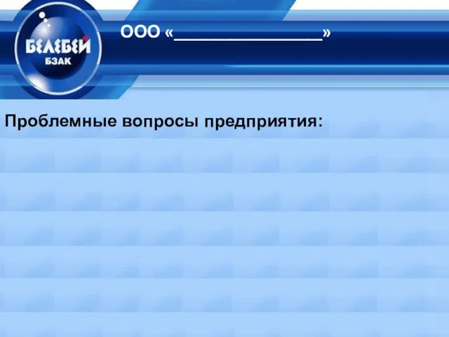 ООО «_________________» 6 Проблемные вопросы предприятия: