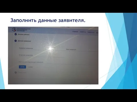 Заполнить данные заявителя.