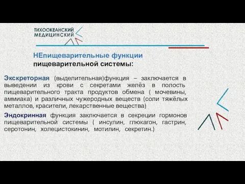 НЕпищеварительные функции пищеварительной системы: Экскреторная (выделительная)функция – заключается в выведении из крови