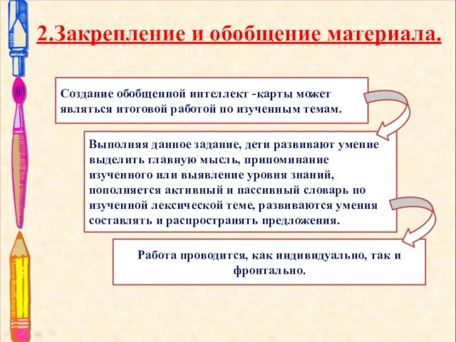 2.Закрепление и обобщение материала. Создание обобщенной интеллект -карты может являться итоговой работой