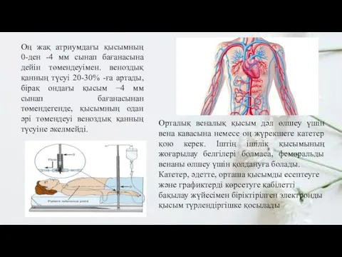 Оң жақ атриумдағы қысымның 0-ден -4 мм сынап бағанасына дейін төмендеуімен. веноздық