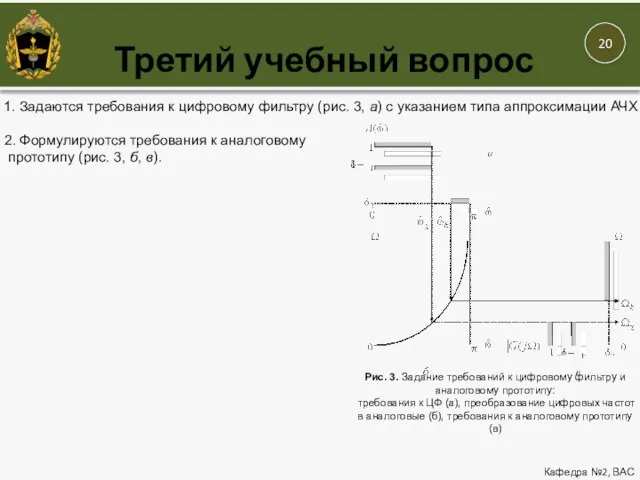 Третий учебный вопрос Кафедра №2, ВАС Рис. 3. Задание требований к цифровому