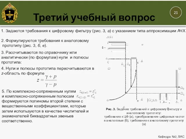 Третий учебный вопрос Кафедра №2, ВАС Рис. 3. Задание требований к цифровому