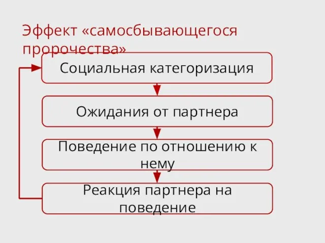 Эффект «самосбывающегося пророчества» Социальная категоризация