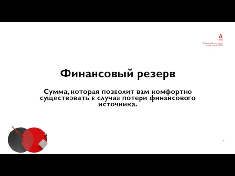 Финансовый резерв Сумма, которая позволит вам комфортно существовать в случае потери финансового источника. Дивизион/Отделение/Сотрудник