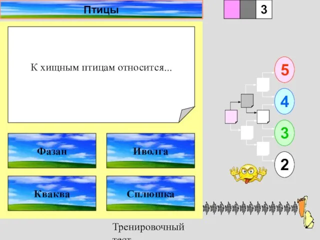 Тренировочный тест К хищным птицам относится... 1 Кваква Сплюшка 5 2 3