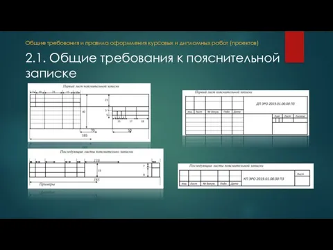 2.1. Общие требования к пояснительной записке Общие требования и правила оформления курсовых и дипломных работ (проектов)