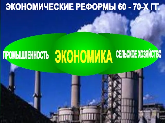 ЭКОНОМИЧЕСКИЕ РЕФОРМЫ 60 - 70-Х ГГ. ПРОМЫШЛЕННОСТЬ СЕЛЬСКОЕ ХОЗЯЙСТВО ЭКОНОМИКА