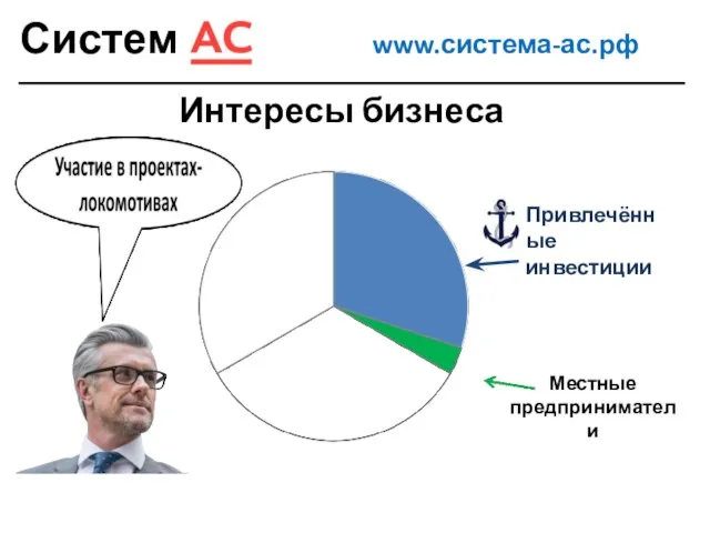 Система www.система-ас.рф Интересы бизнеса Привлечённые инвестиции Местные предприниматели