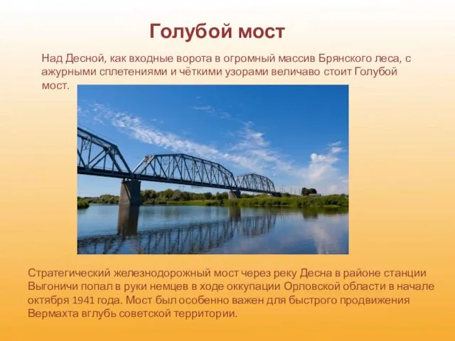 Над Десной, как входные ворота в огромный массив Брянского леса, с ажурными