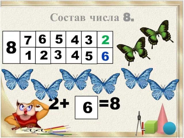 Состав числа 8. 2+ =8 8 1 6 2 7 5 3