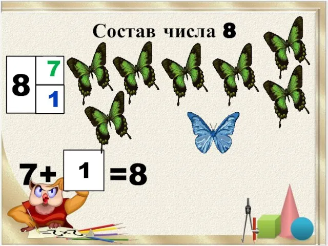 Состав числа 8 7+ =8 8 7 1 1