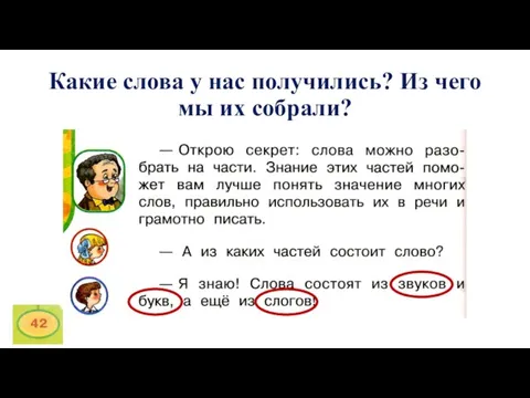 Какие слова у нас получились? Из чего мы их собрали?