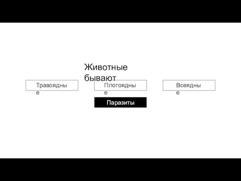 Животные бывают Всеядные Паразиты