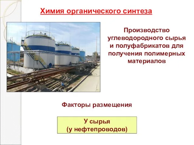 Химия органического синтеза Производство углеводородного сырья и полуфабрикатов для получения полимерных материалов