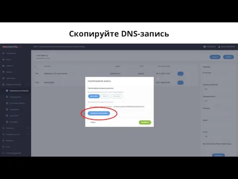 Скопируйте DNS-запись