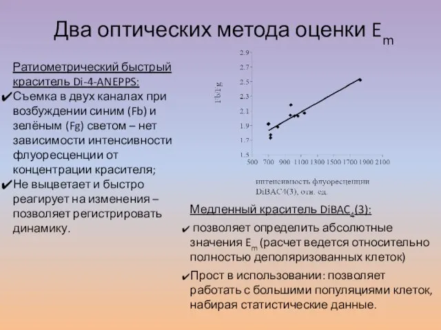 Два оптических метода оценки Em Ратиометрический быстрый краситель Di-4-ANEPPS: Съемка в двух