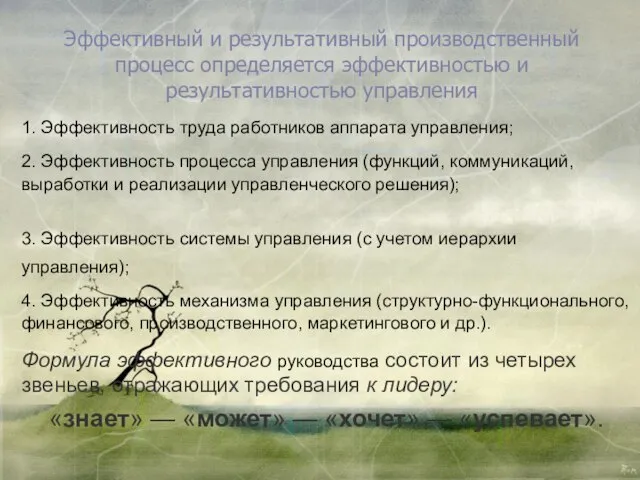 1. Эффективность труда работников аппарата управления; 2. Эффективность процесса управления (функций, коммуникаций,