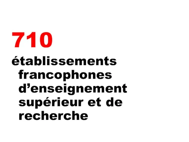 710 établissements francophones d’enseignement supérieur et de recherche
