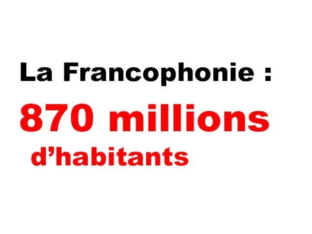 La Francophonie : 870 millions d’habitants