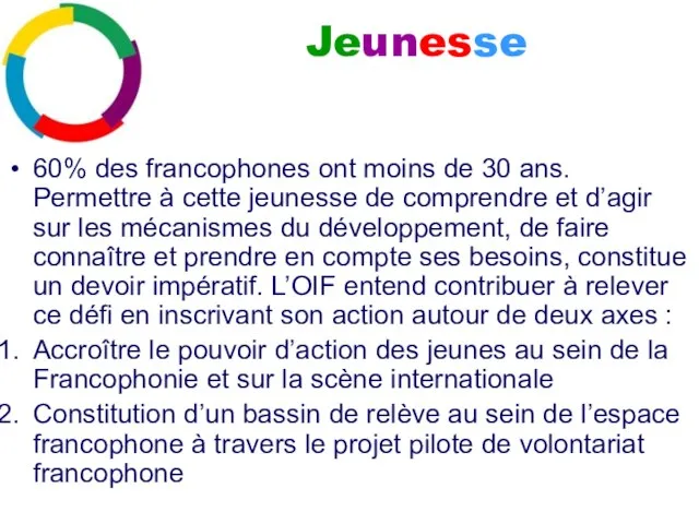 60% des francophones ont moins de 30 ans. Permettre à cette jeunesse